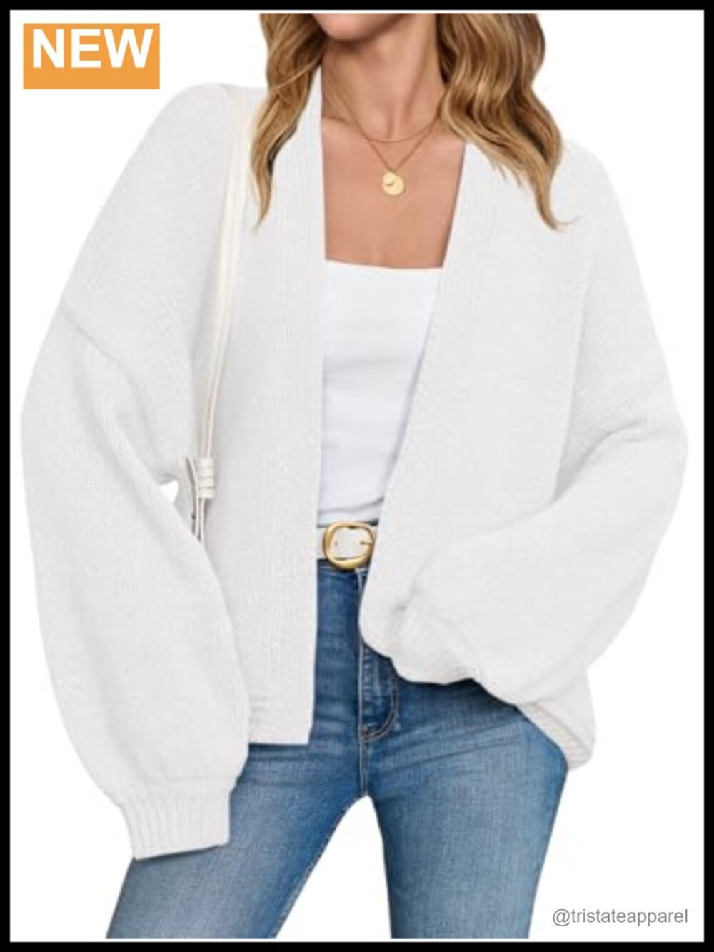 Oversized Chunky Knit Open Front Cardigan Sweater Coat Long Lantern Sleeve